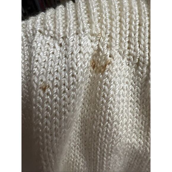 Vintage Pat Sandler Wellmore Knit Dress Cut Out Lace Puff Sleeve Cream Size 4 - Picture 9 of 9